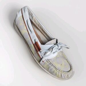 COACH A0424 Coralin Signature Sprout Flats Slip On Moc Boat Shoes US 9.5 B